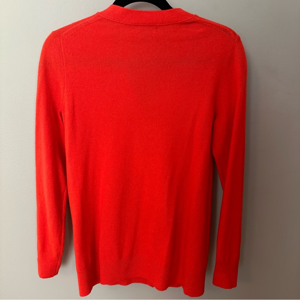 NWOT J. Crew Red Orange V Neck Wool Cashmere Blend Cardigan — Size XS - Picture 2 of 5